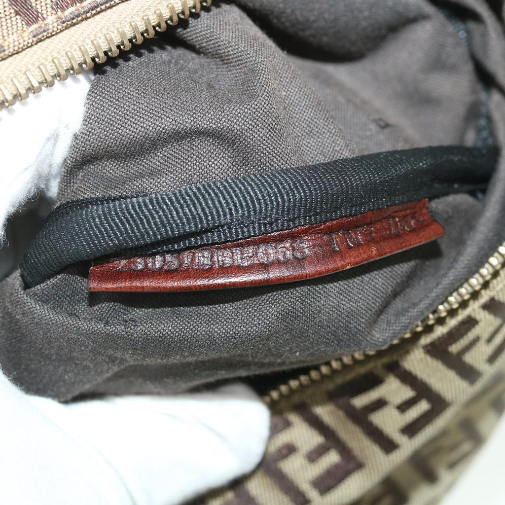 FENDI Zucchino Canvas Boston Bag Leather Beigeyk8979