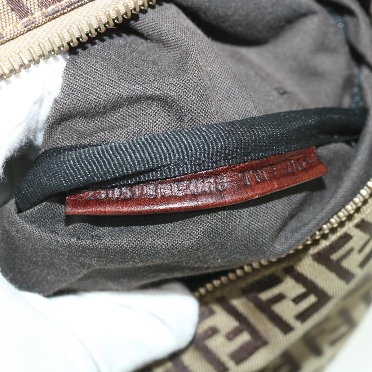 FENDI Zucchino Canvas Boston Bag Leather Beigeyk8979