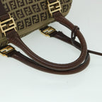 FENDI Zucchino Canvas Boston Bag Leather Beigeyk8979