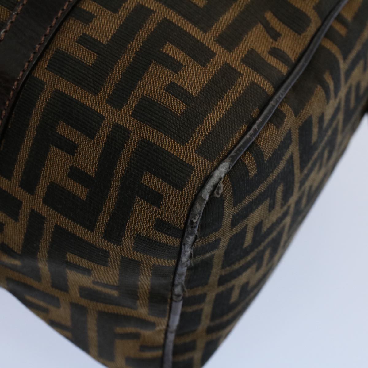 FENDI Zucca Canvas Boston Bag Leather Black Brown 2119 16327 089yk9006