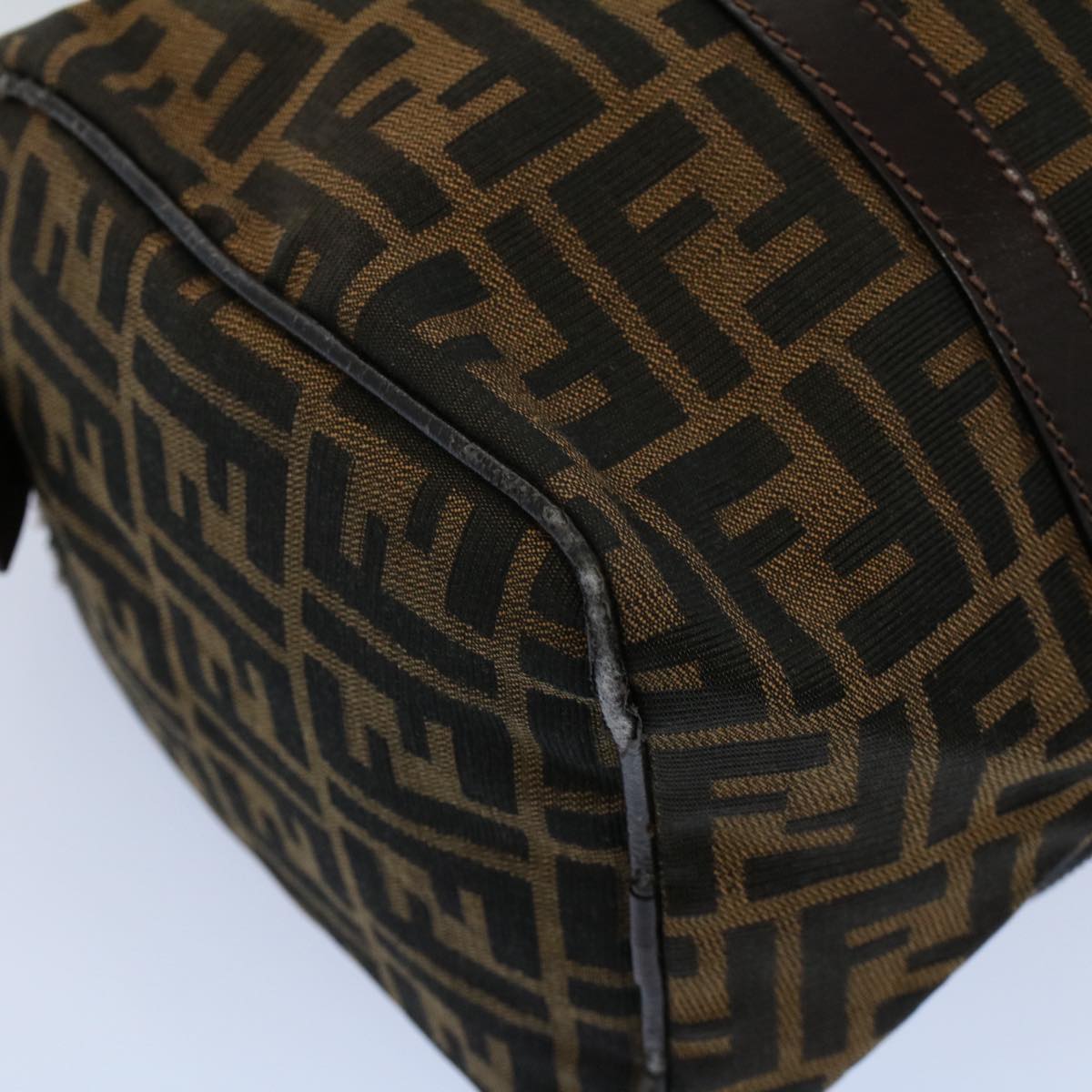 FENDI Zucca Canvas Boston Bag Leather Black Brown 2119 16327 089yk9006