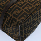 FENDI Zucca Canvas Boston Bag Leather Black Brown 2119 16327 089yk9006