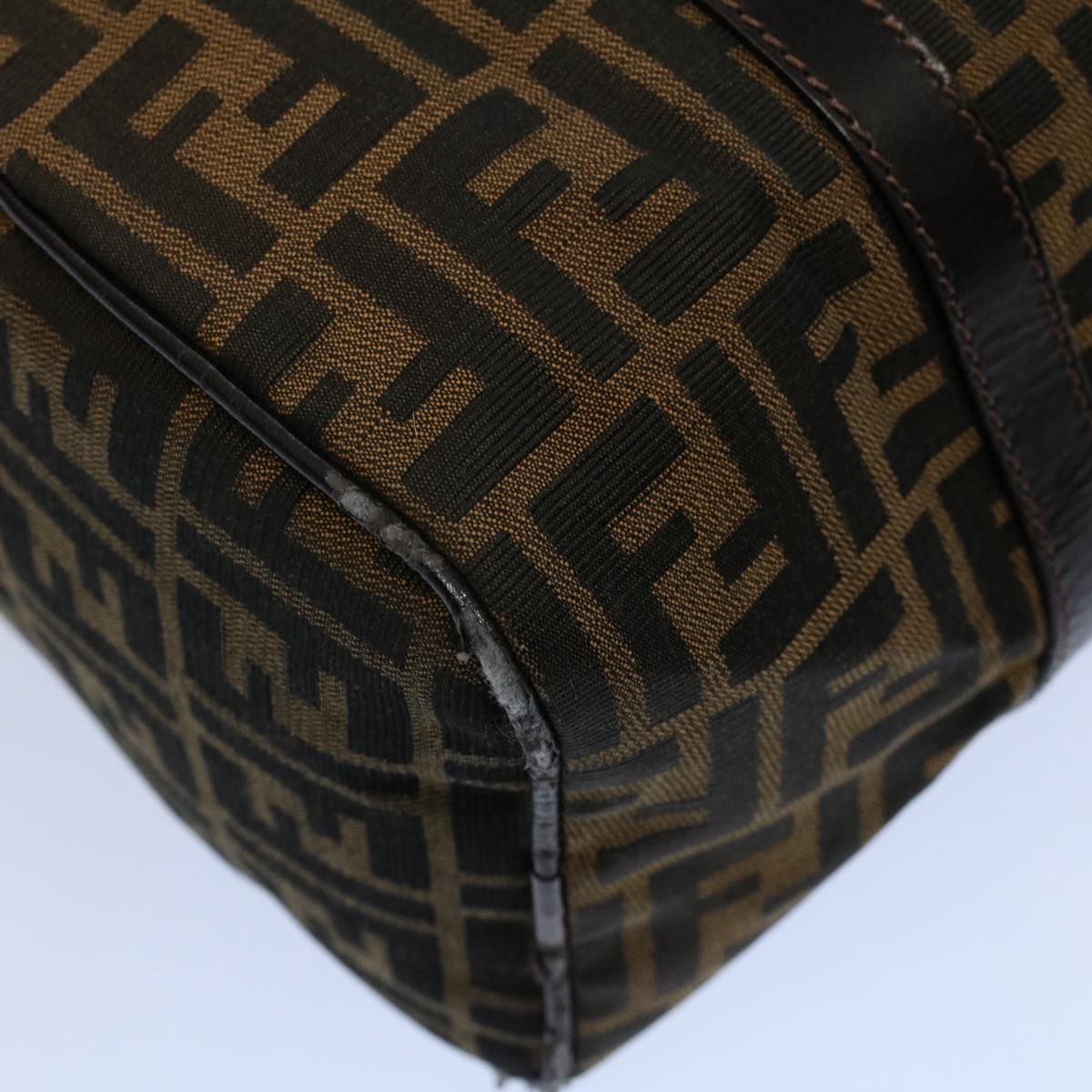 FENDI Zucca Canvas Boston Bag Leather Black Brown 2119 16327 089yk9006