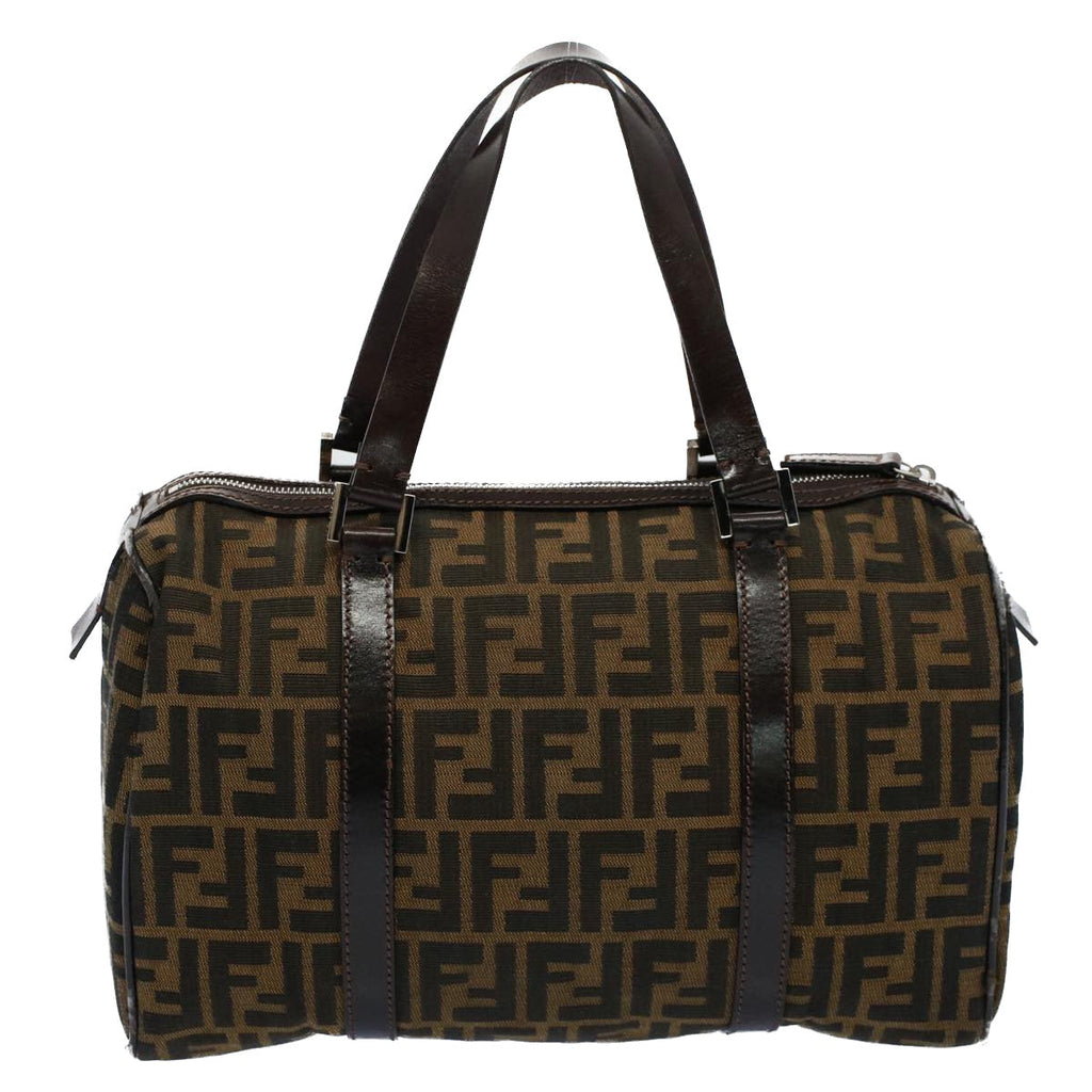 FENDI Zucca Canvas Boston Bag Leather Black Brown 2119 16327 089yk9006