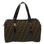 FENDI Zucca Canvas Boston Bag Leather Black Brown 2119 16327 089yk9006