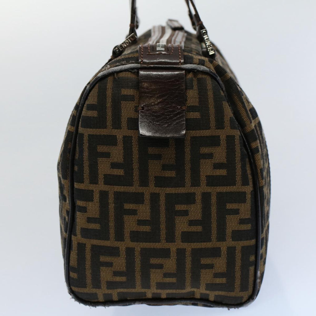 FENDI Zucca Canvas Boston Bag Leather Black Brown 2119 16327 089yk9006