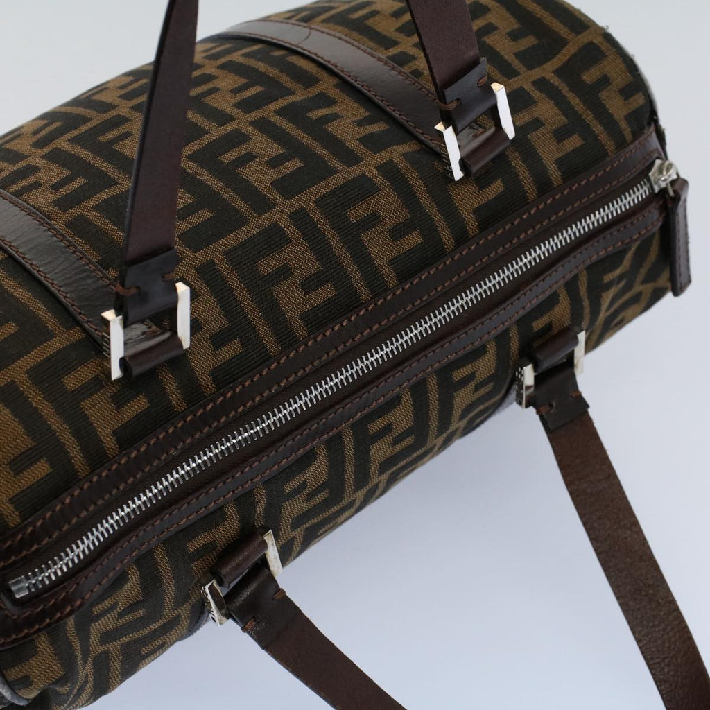 FENDI Zucca Canvas Boston Bag Leather Black Brown 2119 16327 089yk9006