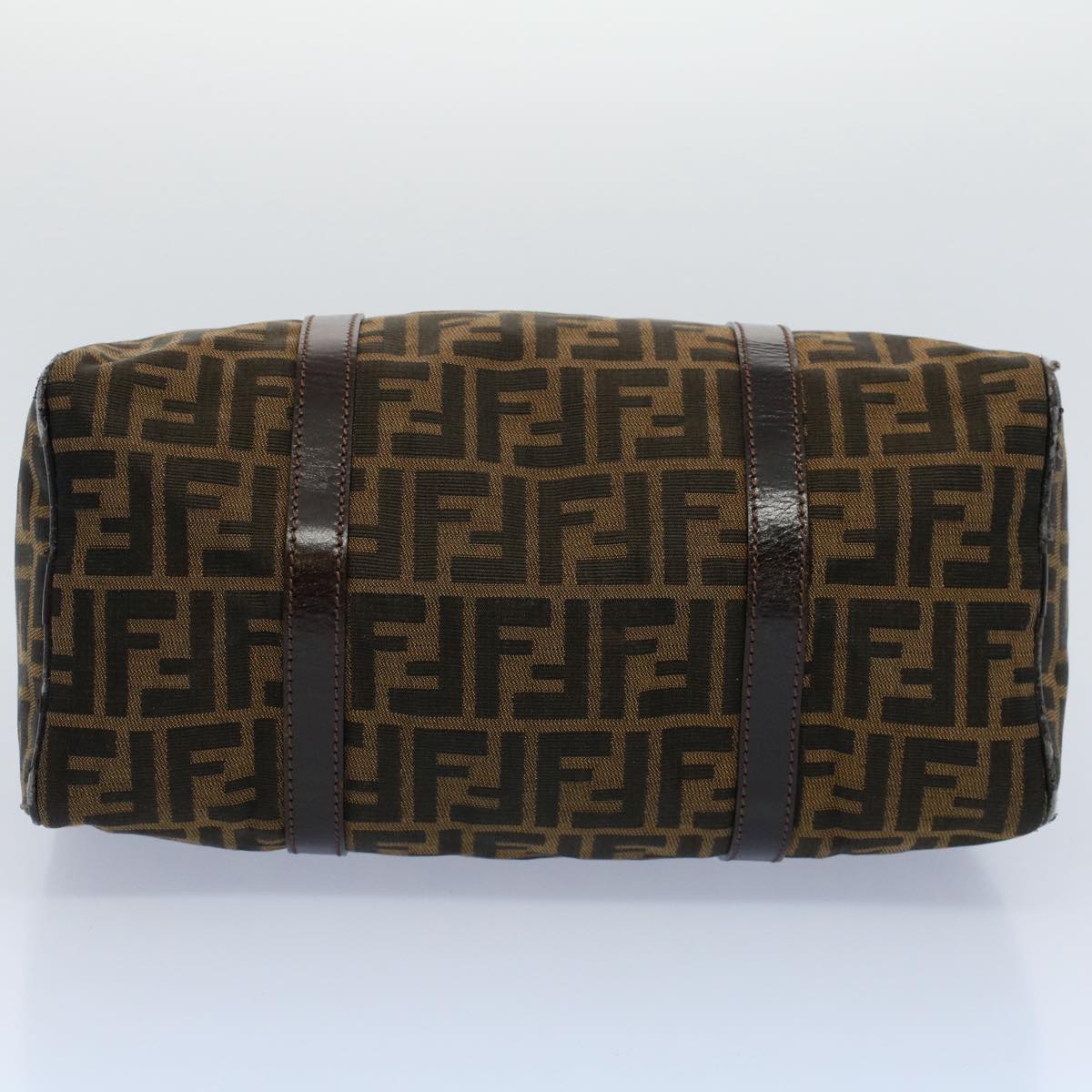 FENDI Zucca Canvas Boston Bag Leather Black Brown 2119 16327 089yk9006