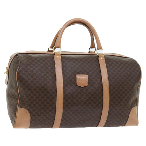 CELINE Macadam Canvas Boston Bag PVC Leather Brown 9024