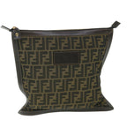 FENDI Zucca Canvas Clutch Bag Black Brownyk9025