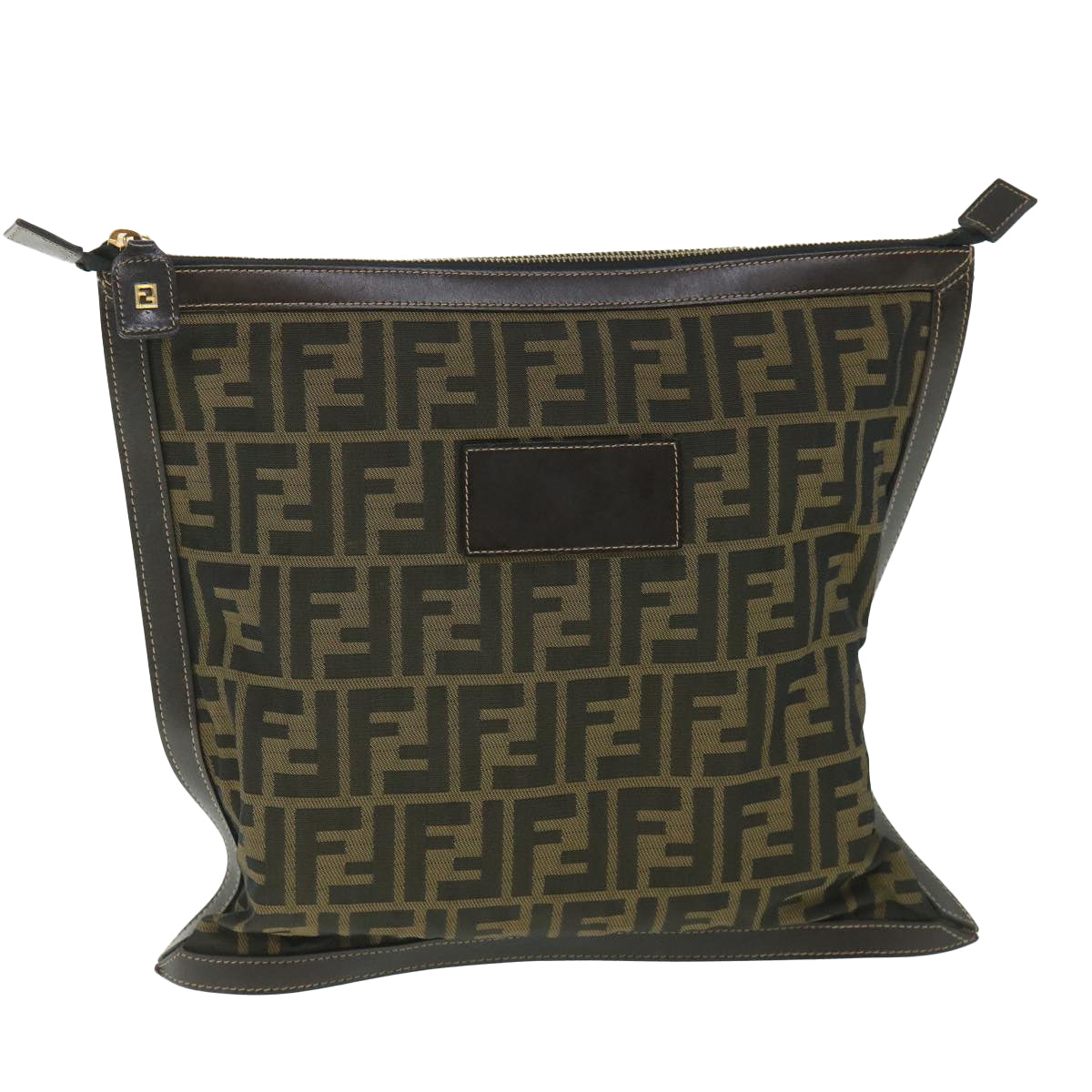 FENDI Zucca Canvas Clutch Bag Black Brownyk9025
