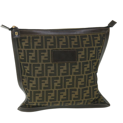 FENDI Zucca Canvas Clutch Bag Black Brownyk9025