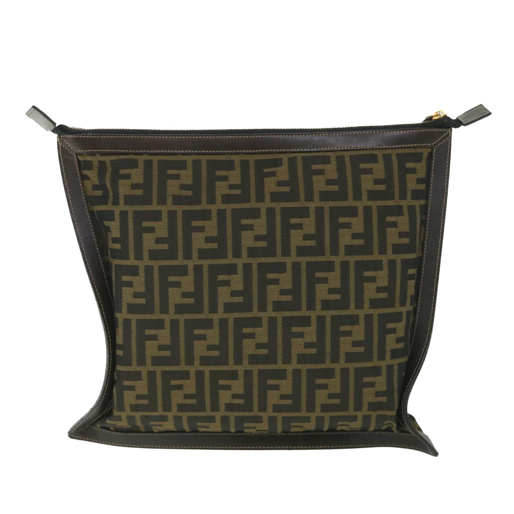 FENDI Zucca Canvas Clutch Bag Black Brownyk9025