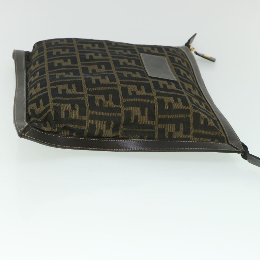 FENDI Zucca Canvas Clutch Bag Black Brownyk9025