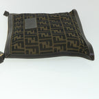 FENDI Zucca Canvas Clutch Bag Black Brownyk9025