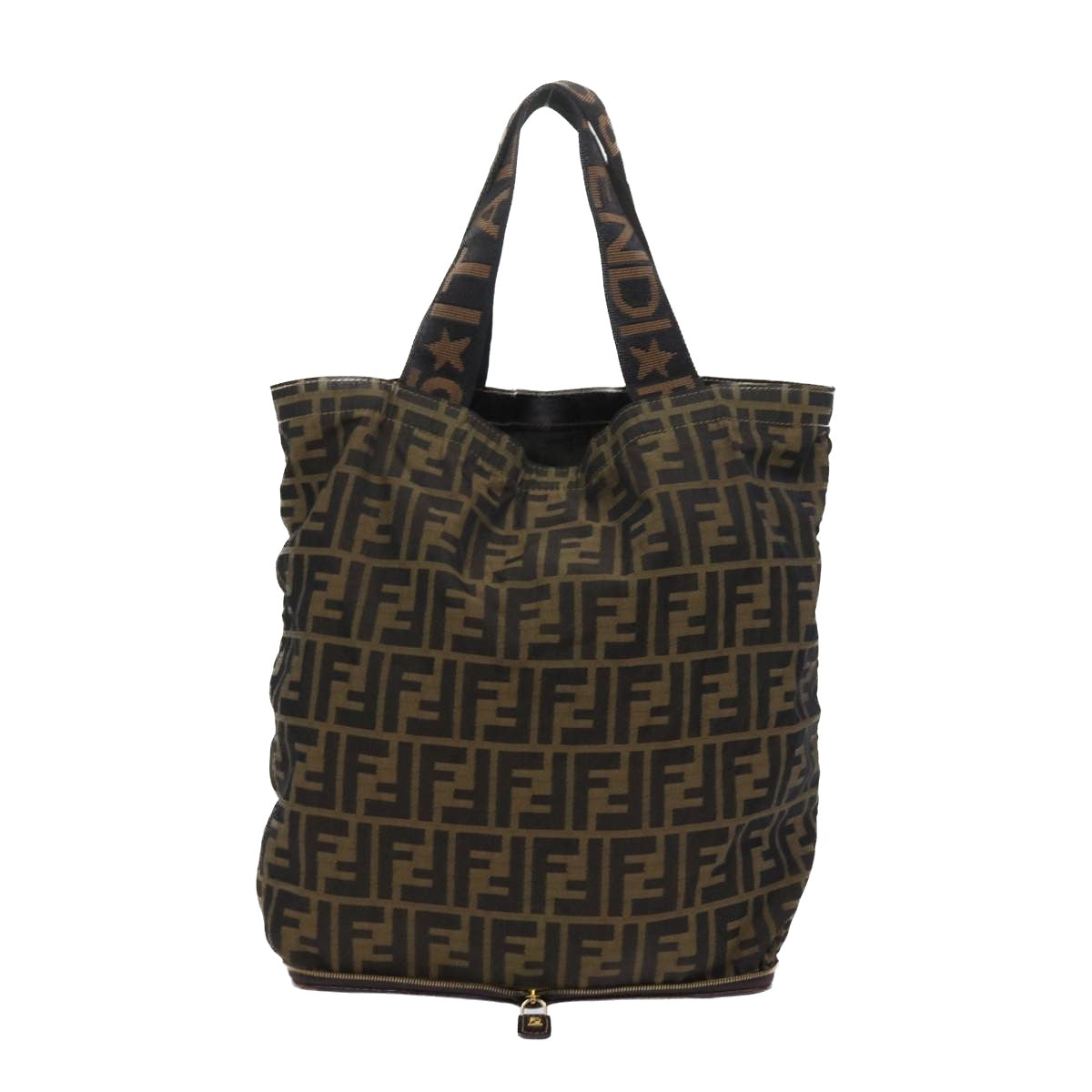 FENDI Zucca Canvas Tote Bag Black Brownyk9026