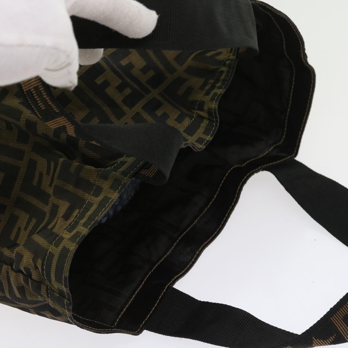 FENDI Zucca Canvas Tote Bag Black Brownyk9026