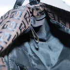 FENDI Zucchino Canvas Mini Mamma Baguette Shoulder Bag Brownyk9034