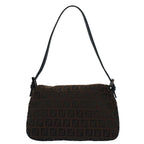 FENDI Zucchino Canvas Mini Mamma Baguette Shoulder Bag Brownyk9034