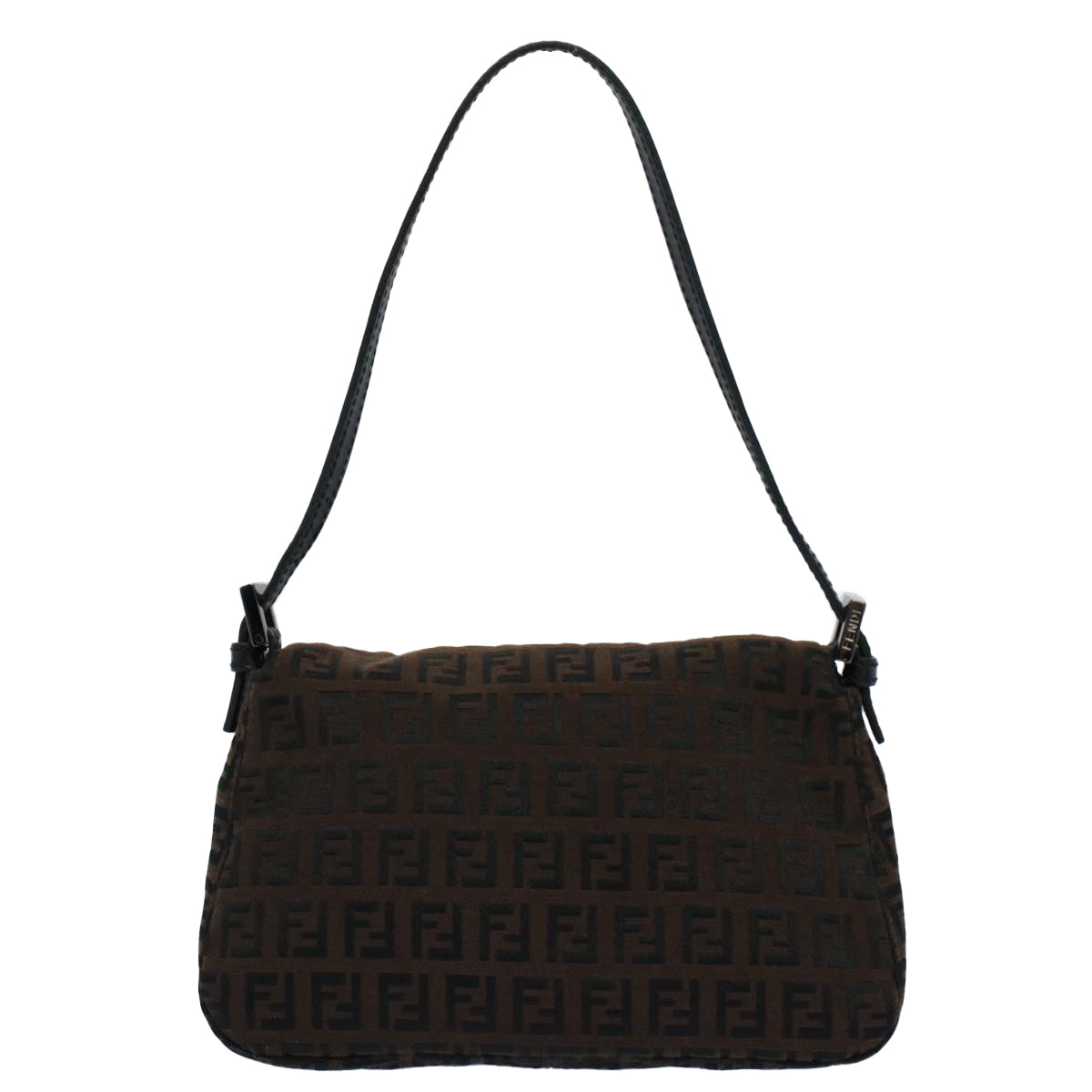 FENDI Zucchino Canvas Mini Mamma Baguette Shoulder Bag Brownyk9034