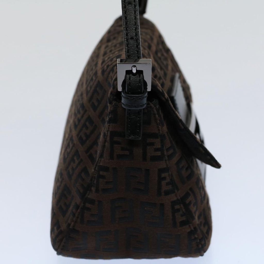 FENDI Zucchino Canvas Mini Mamma Baguette Shoulder Bag Brownyk9034
