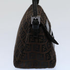 FENDI Zucchino Canvas Mini Mamma Baguette Shoulder Bag Brownyk9034