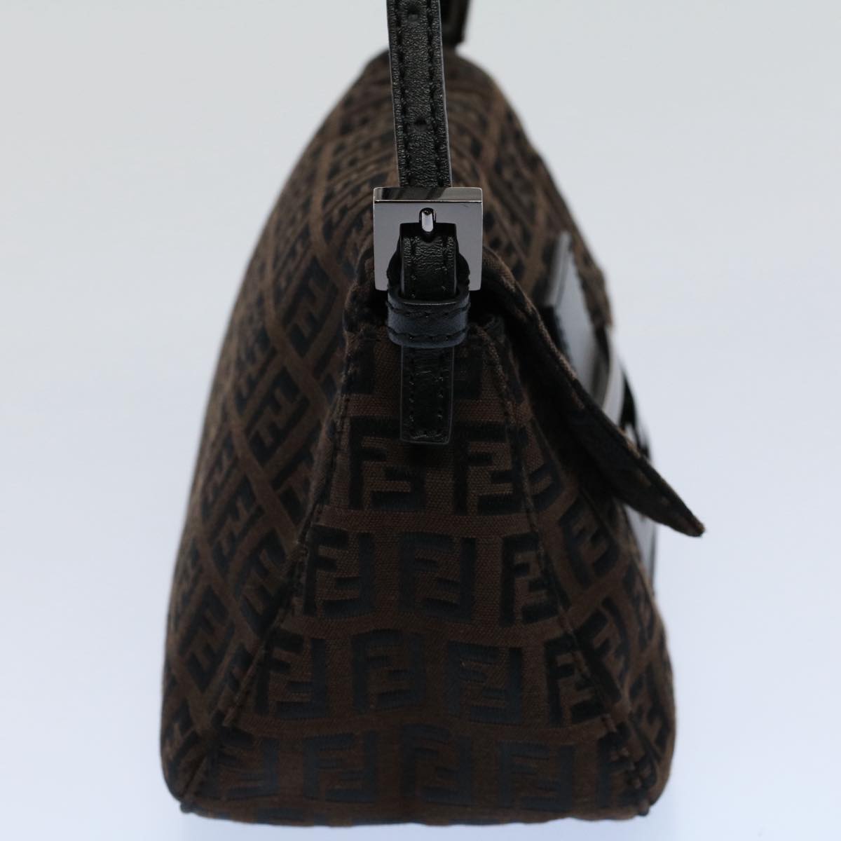 FENDI Zucchino Canvas Mini Mamma Baguette Shoulder Bag Brownyk9034