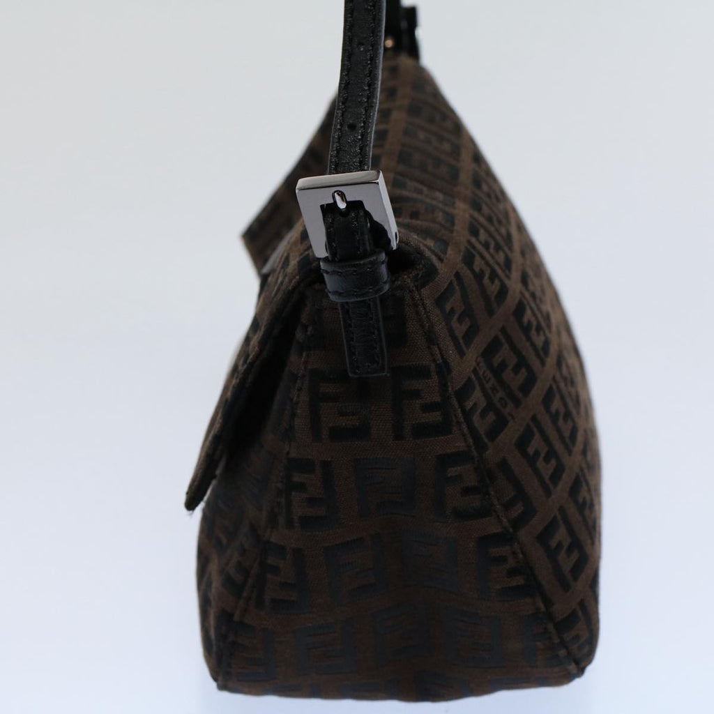 FENDI Zucchino Canvas Mini Mamma Baguette Shoulder Bag Brownyk9034