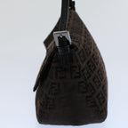 FENDI Zucchino Canvas Mini Mamma Baguette Shoulder Bag Brownyk9034