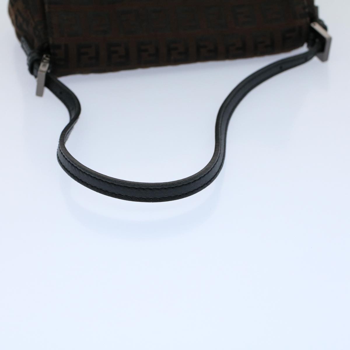 FENDI Zucchino Canvas Mini Mamma Baguette Shoulder Bag Brownyk9034