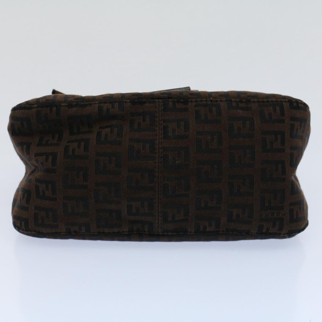 FENDI Zucchino Canvas Mini Mamma Baguette Shoulder Bag Brownyk9034