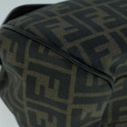 FENDI Zucca Canvas Shoulder Bag Coated Canvas Brown Blackyk9059