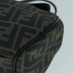 FENDI Zucca Canvas Shoulder Bag Coated Canvas Brown Blackyk9059
