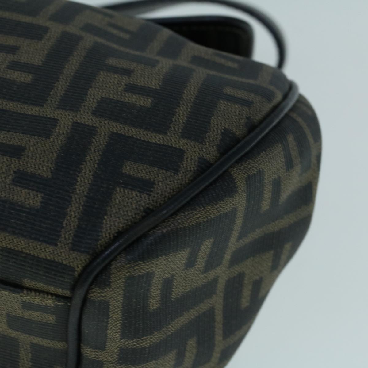 FENDI Zucca Canvas Shoulder Bag Coated Canvas Brown Blackyk9059
