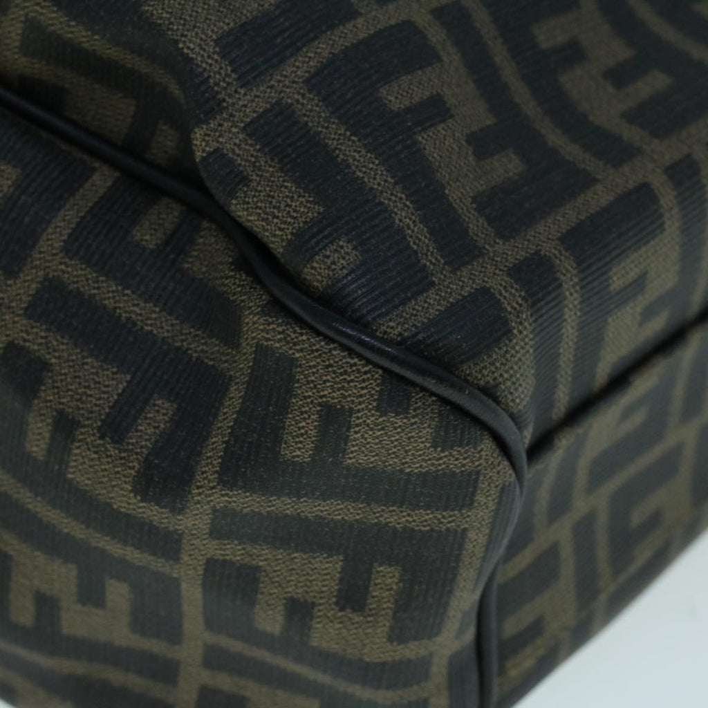 FENDI Zucca Canvas Shoulder Bag Coated Canvas Brown Blackyk9059