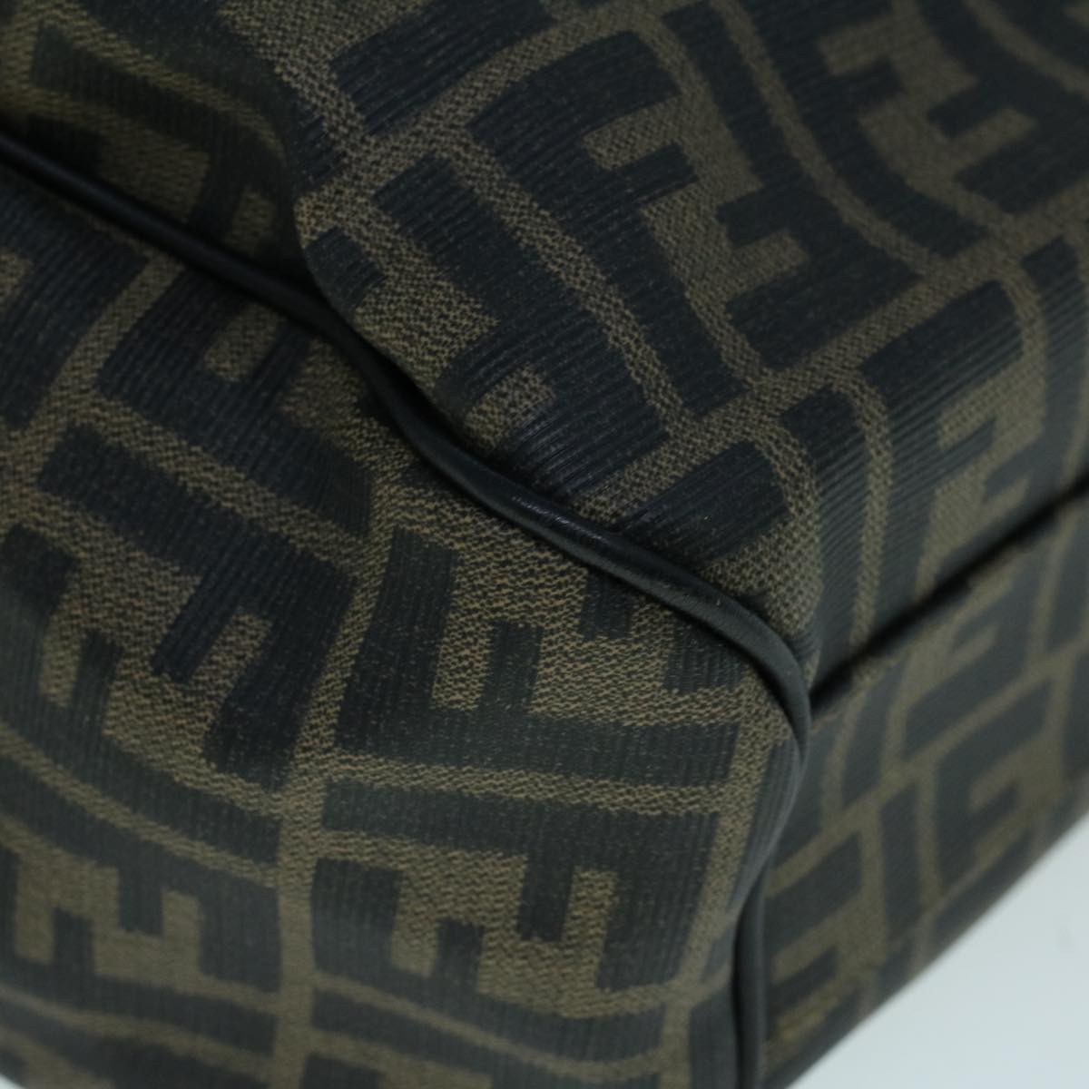 FENDI Zucca Canvas Shoulder Bag Coated Canvas Brown Blackyk9059