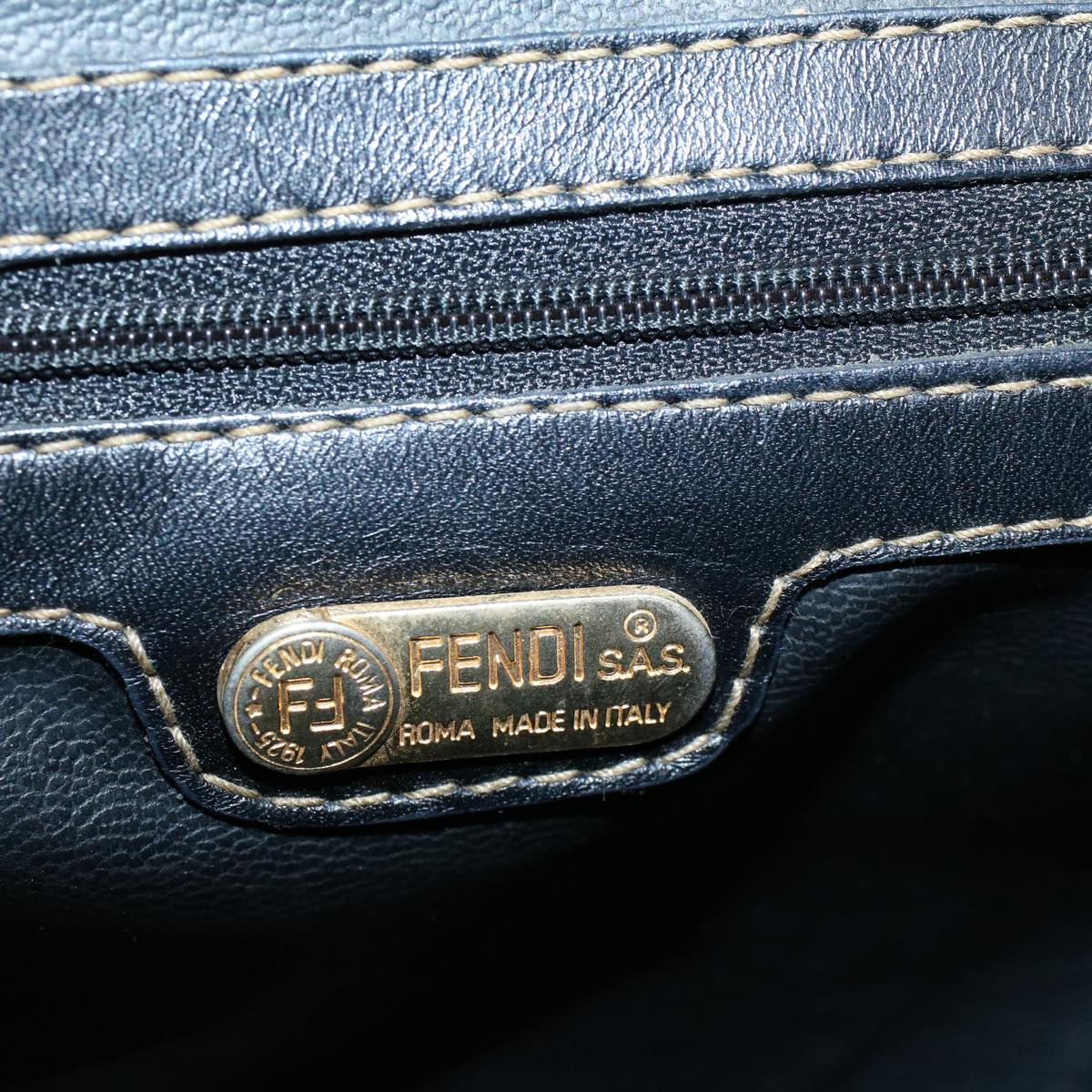FENDI Zucca Canvas Shoulder Bag Coated Canvas Brown Blackyk9059