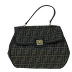 FENDI Zucca Canvas Shoulder Bag Coated Canvas Brown Blackyk9059