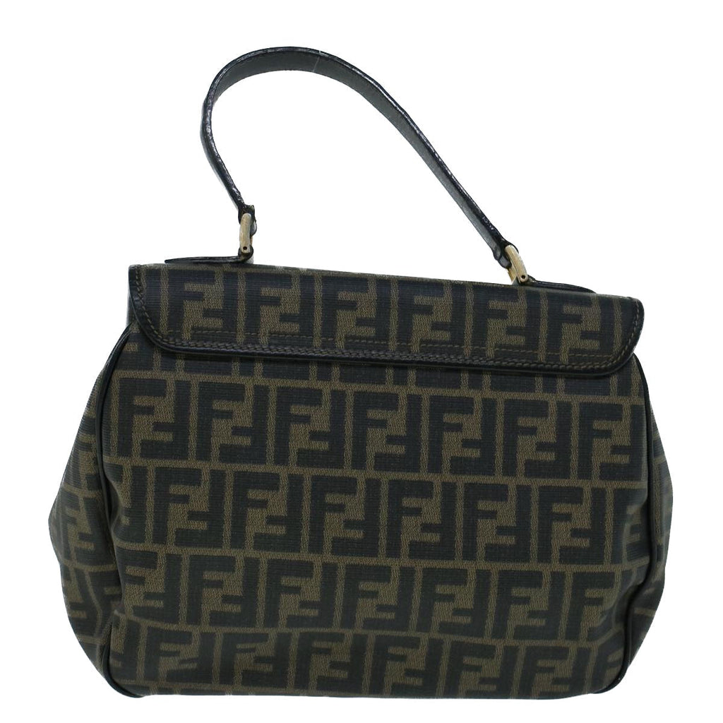FENDI Zucca Canvas Shoulder Bag Coated Canvas Brown Blackyk9059