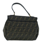 FENDI Zucca Canvas Shoulder Bag Coated Canvas Brown Blackyk9059