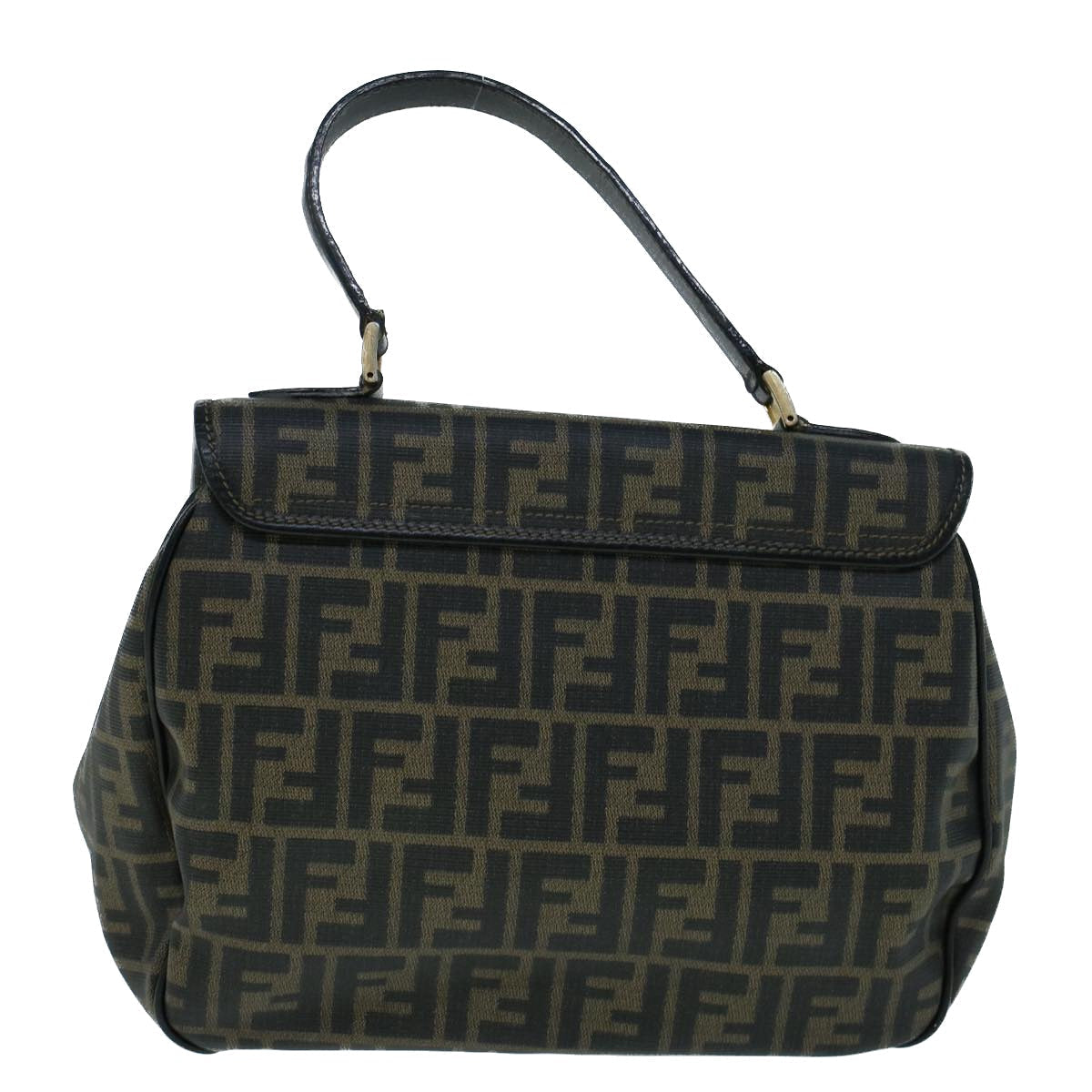 FENDI Zucca Canvas Shoulder Bag Coated Canvas Brown Blackyk9059