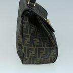 FENDI Zucca Canvas Shoulder Bag Coated Canvas Brown Blackyk9059