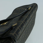 FENDI Zucca Canvas Shoulder Bag Coated Canvas Brown Blackyk9059