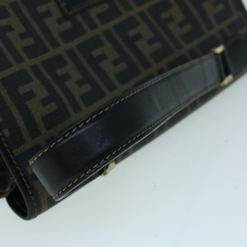 FENDI Zucca Canvas Shoulder Bag Coated Canvas Brown Blackyk9059