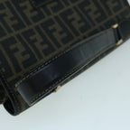 FENDI Zucca Canvas Shoulder Bag Coated Canvas Brown Blackyk9059