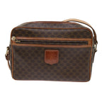 CELINE Macadam Canvas Shoulder Bag PVC Leather Brown 9063