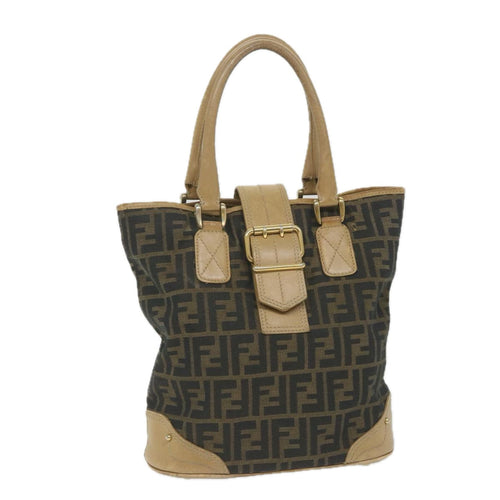 FENDI Zucca Canvas Tote Bag Black Brownyk9074