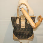 FENDI Zucca Canvas Tote Bag Black Brownyk9074