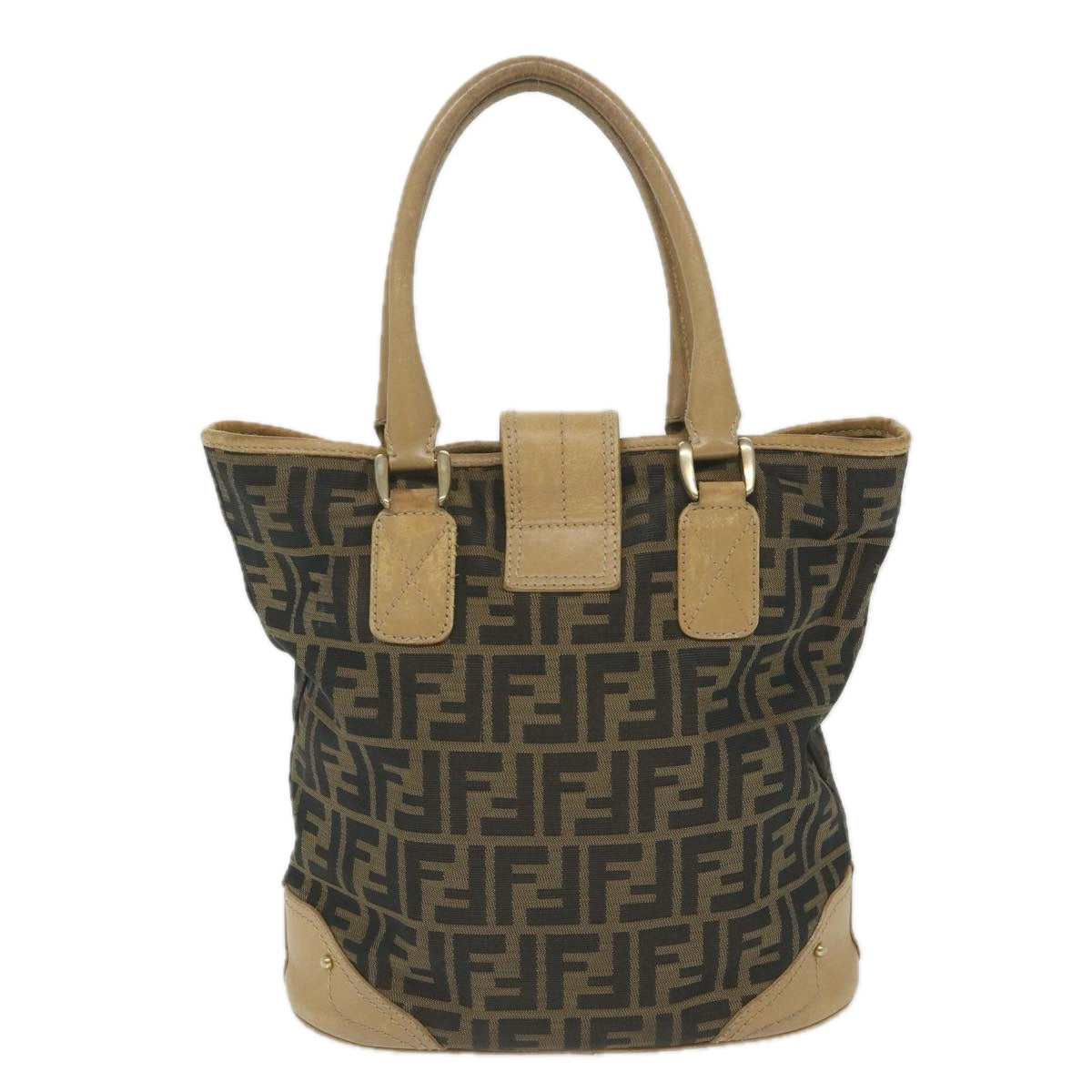 FENDI Zucca Canvas Tote Bag Black Brownyk9074