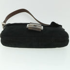 FENDI Mamma Baguette Shoulder Bag Suede Blackyk9075